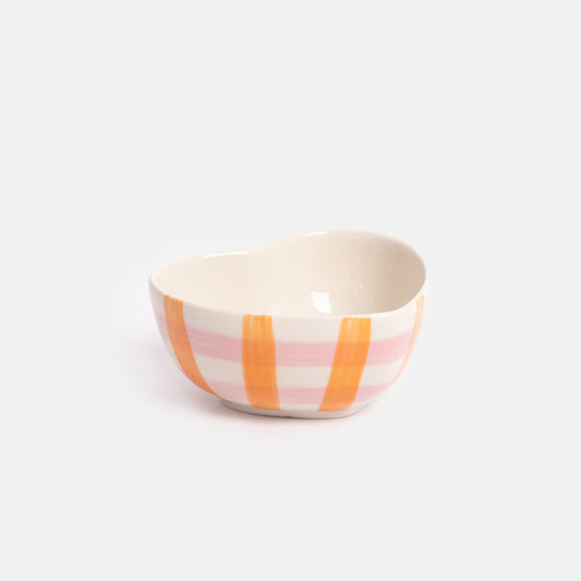 Caroline Gardener Heart Shape Dotty Trinket Bowl in Pink/Orange Check