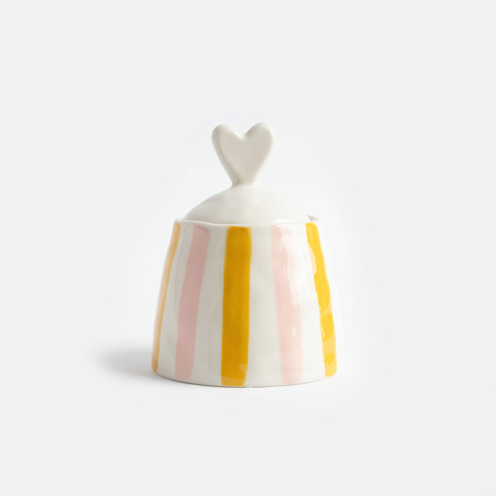 Caroline Gardener Pink/Yellow Stripe Stoneware Pot