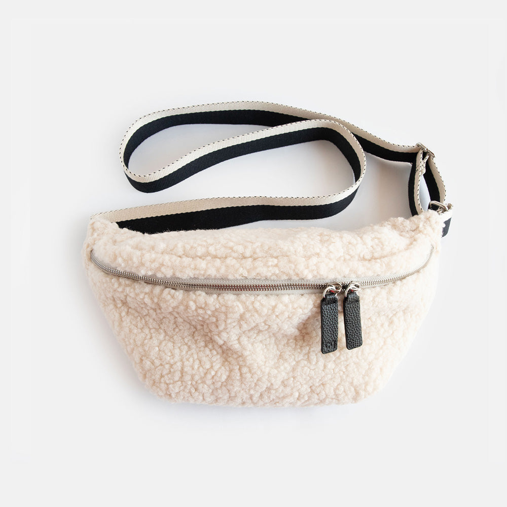 Caroline Gardner Cream Borg Crossbody Bag