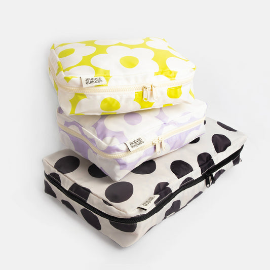 Caroline Gardner Mono Spot/Flower Set of 3 Packing Cubes