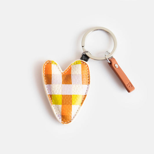Caroline Gardner Multi Check Heart Keyring