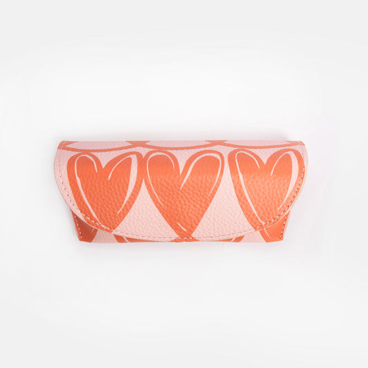 Caroline Gardner Orange Looped Hearts Flap Glasses Case