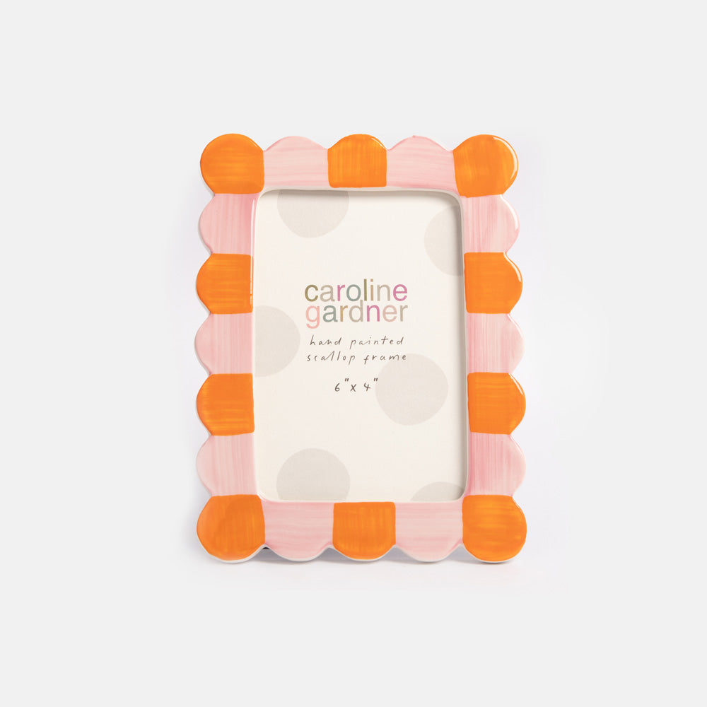 Caroline Gardner Pink & Orange Scallop Edge Photo Frame 4x6"