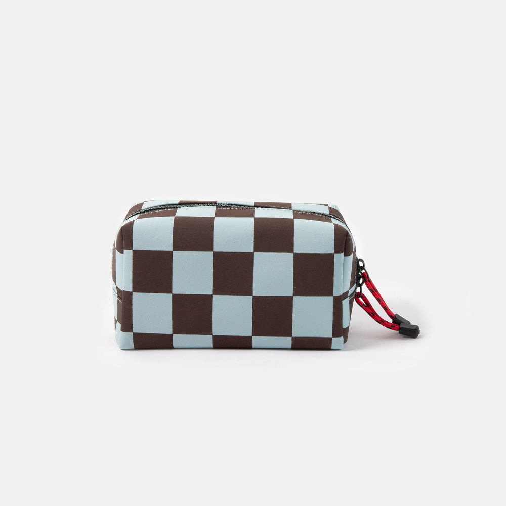 Caroline Gardner Wine/Blue Check Grooming Bag