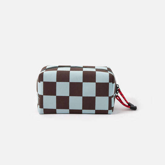 Caroline Gardner Wine/Blue Check Grooming Bag