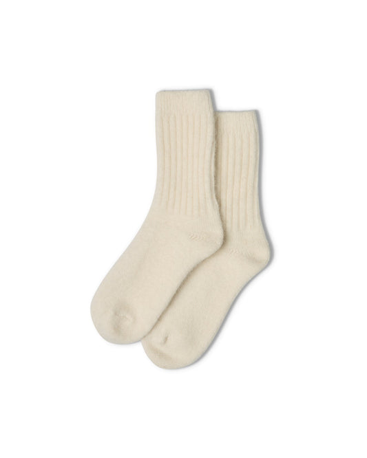 Chalk Soft Angora Sock in Ivory