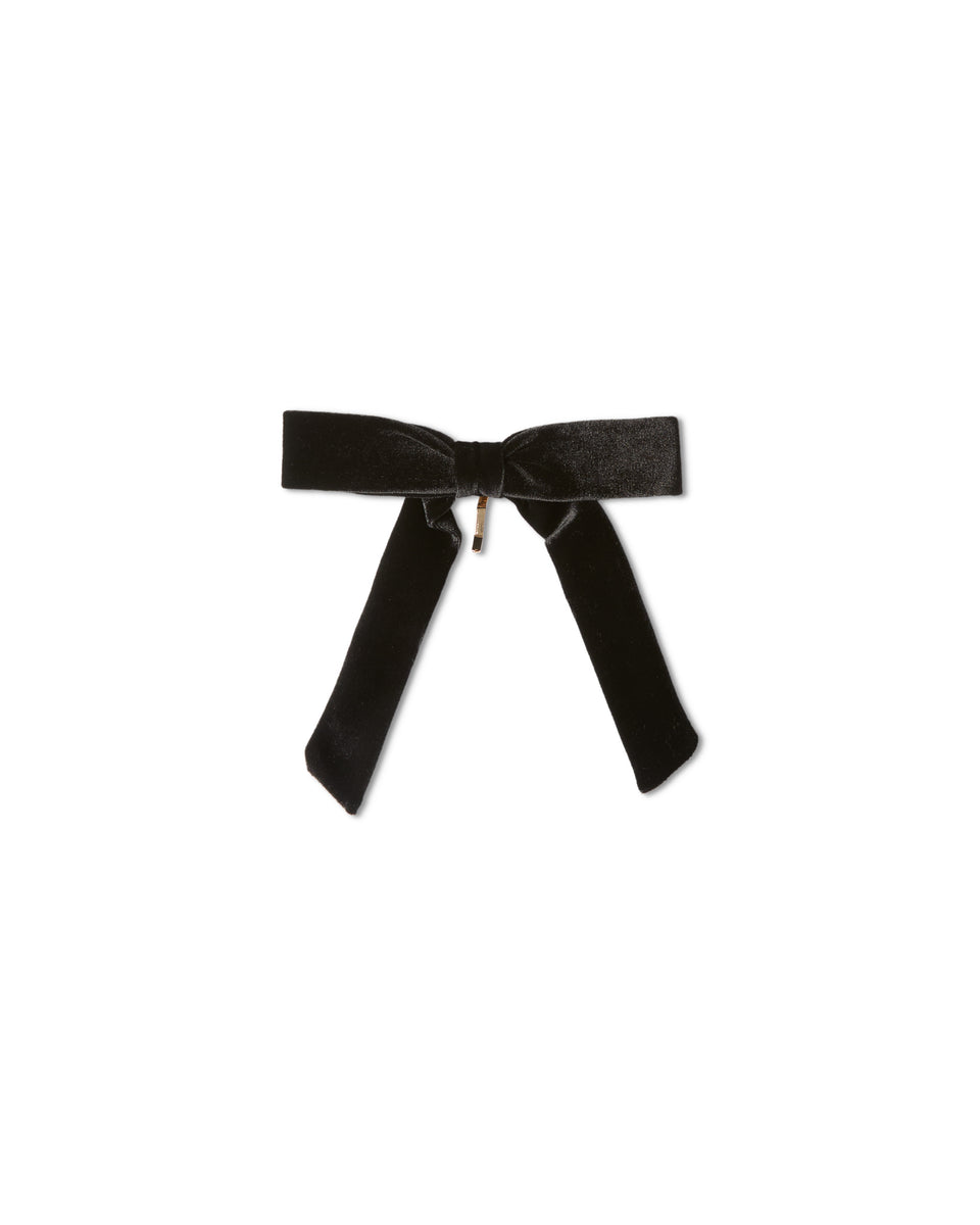 Chalk Bexhill Velvet Bow Ponytail Pin in Bear Black