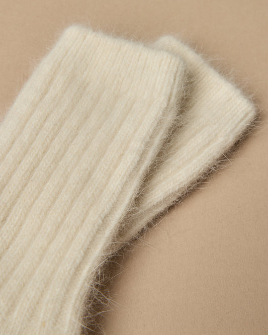Chalk Soft Angora Sock in Ivory