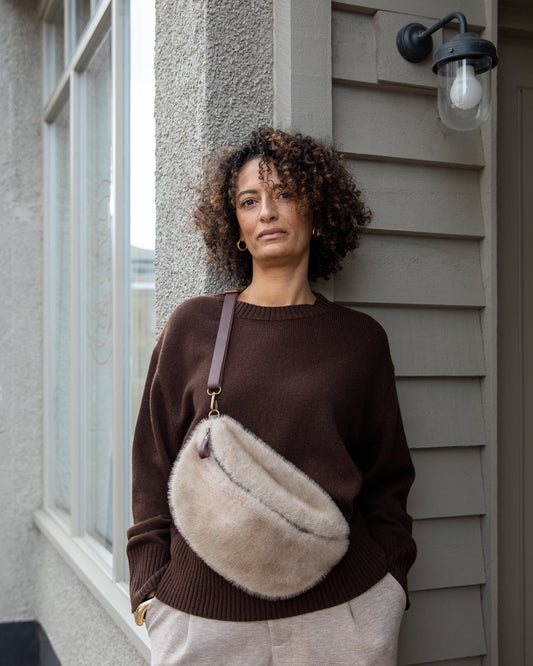 Chalk Fulham Sling Bag in Faux Fur