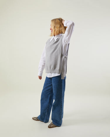 Chalk grey knitted tabard top