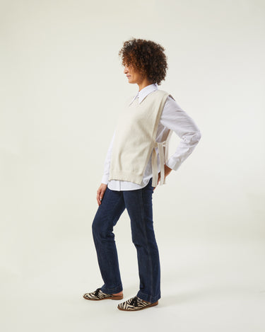 Chalk Cream Tif Tabard with bow ties at the side seam