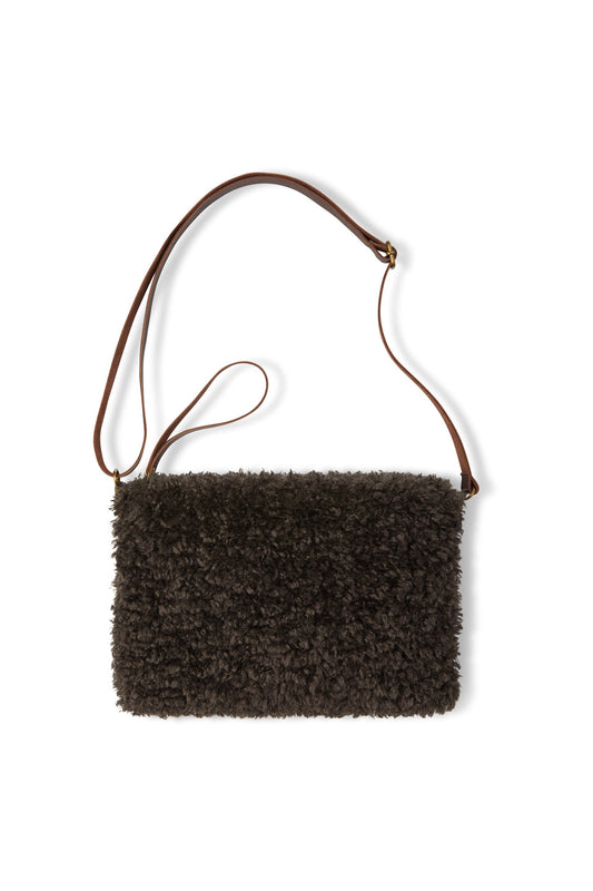 Chalk Large Pouch Bag With Strap in Curly Cocoa