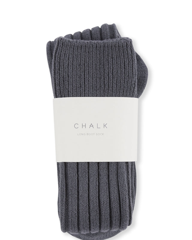 Chalk Long Boot Sock in Charcoal