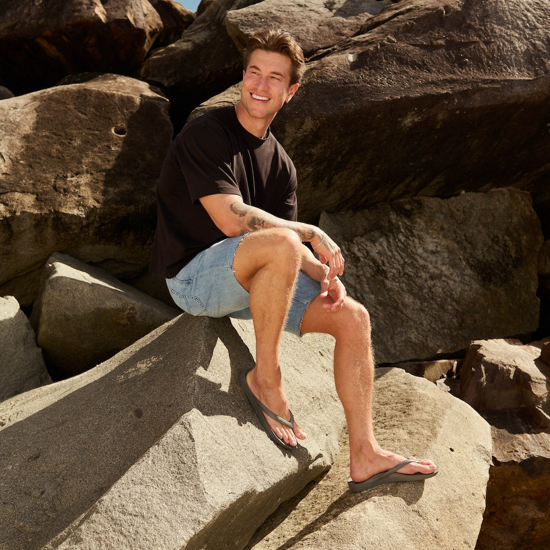 Archies Charcoal Arch Support Flip Flops - Classic