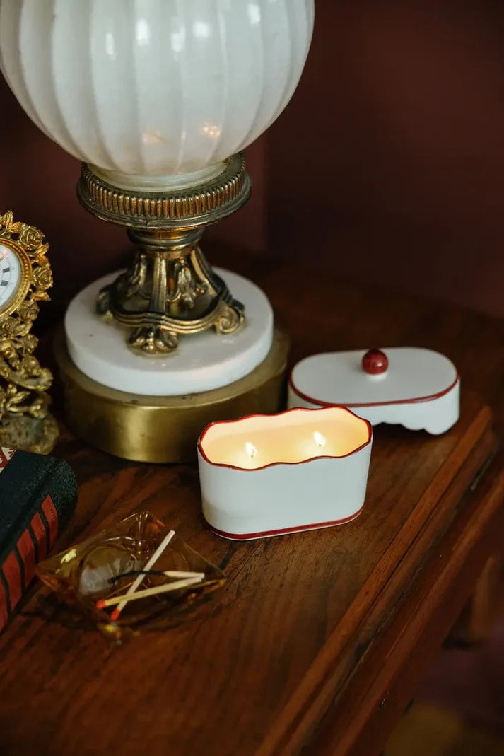 Cherie 5.5oz/155g Ceramic Dish Candle - Red - French Linen & Orris