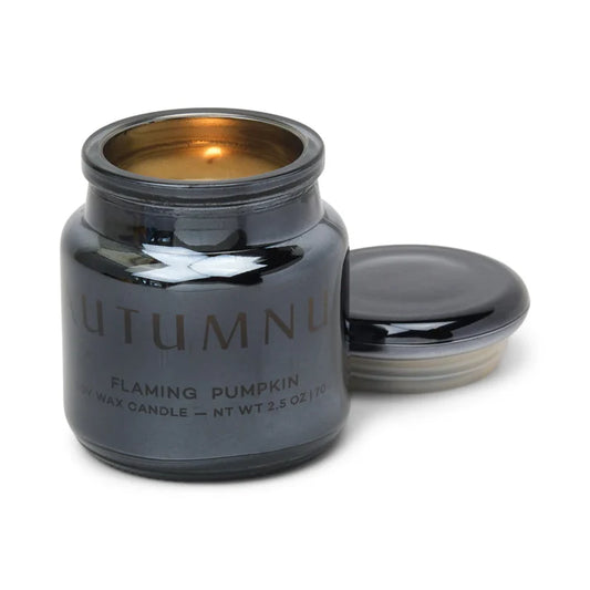 Chrome 2oz Black Aluminium Etched Candle - Flamin' Pumpkin