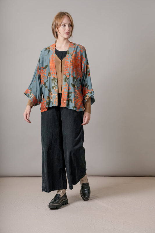 One Hundred Stars Chrysanthemum Grey Kimono