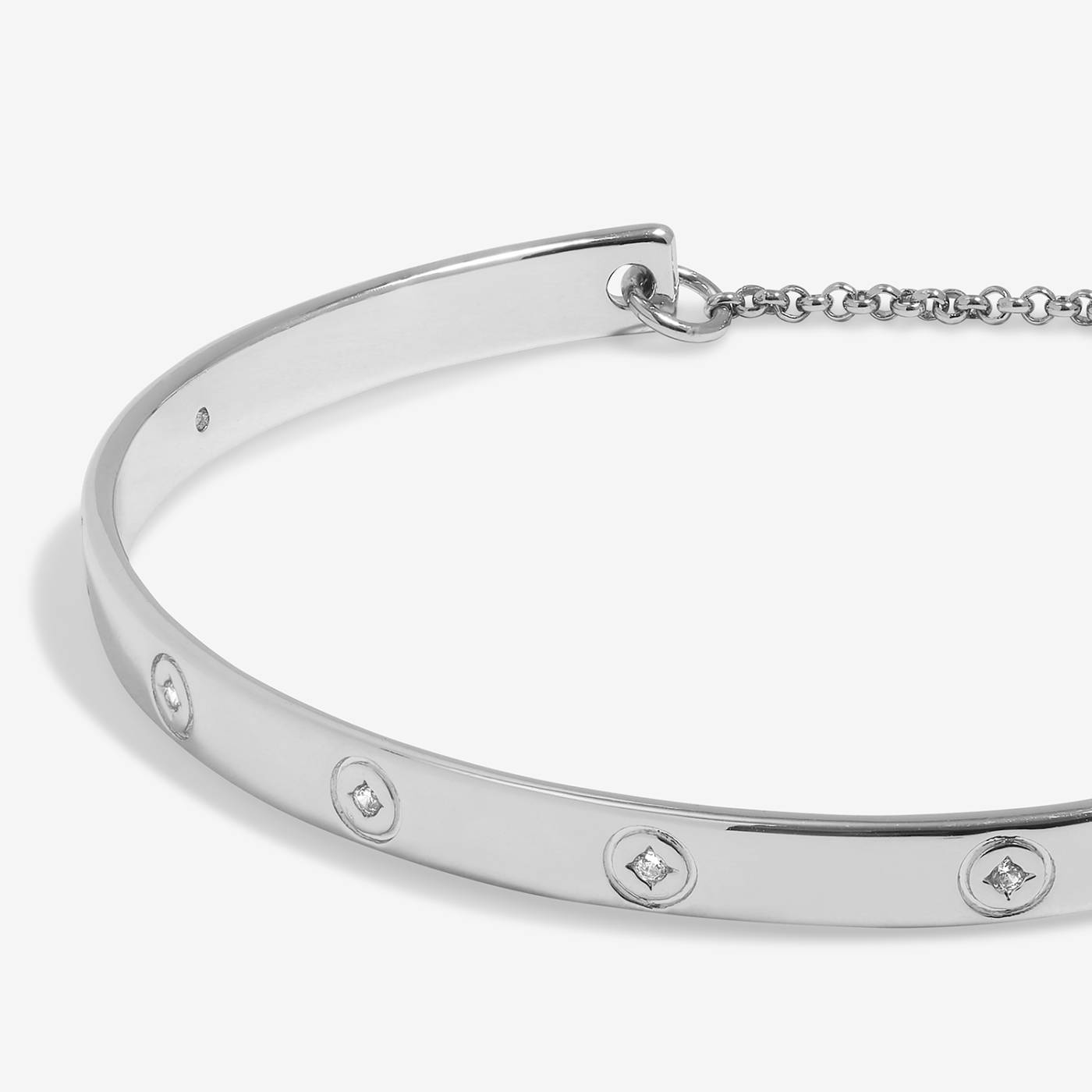 Joma Jewellery Classic Collection Circle Cubic Zirconia Bangle In Silver Plating