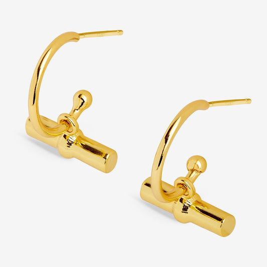 Joma Jewellery Classic Collection T-Bar Hoop Earrings In Gold Plating