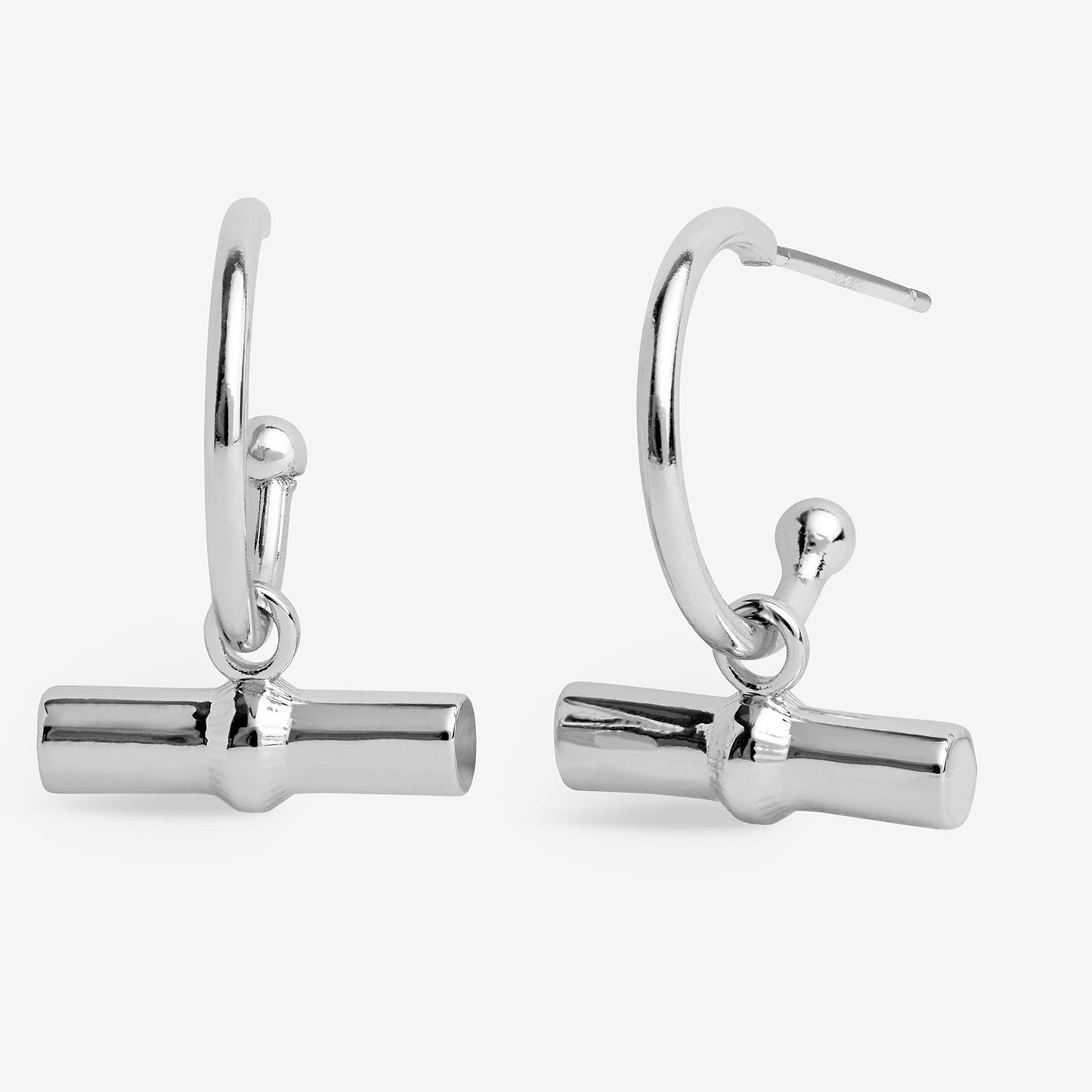 Joma Jewellery Classic Collection T-Bar Hoop Earrings In Silver Plating