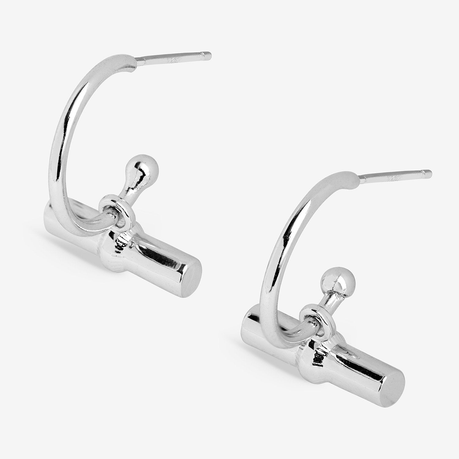 Classic Collection T-Bar Hoop Earrings In Silver Plating