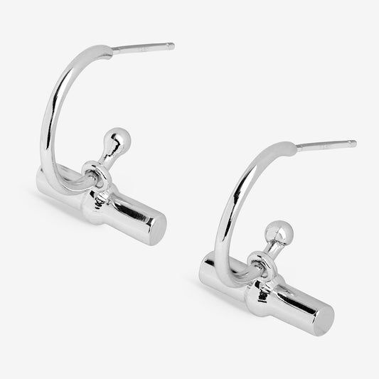 Classic Collection T-Bar Hoop Earrings In Silver Plating