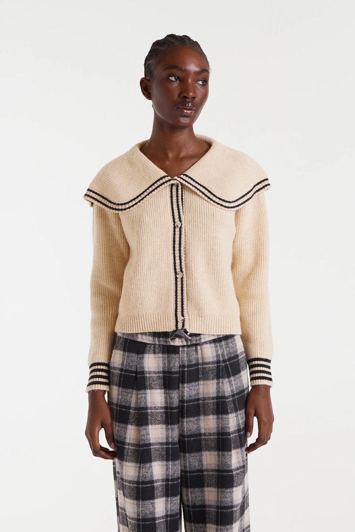 Compania Fantastica Beige Sailor Collar Cardigan