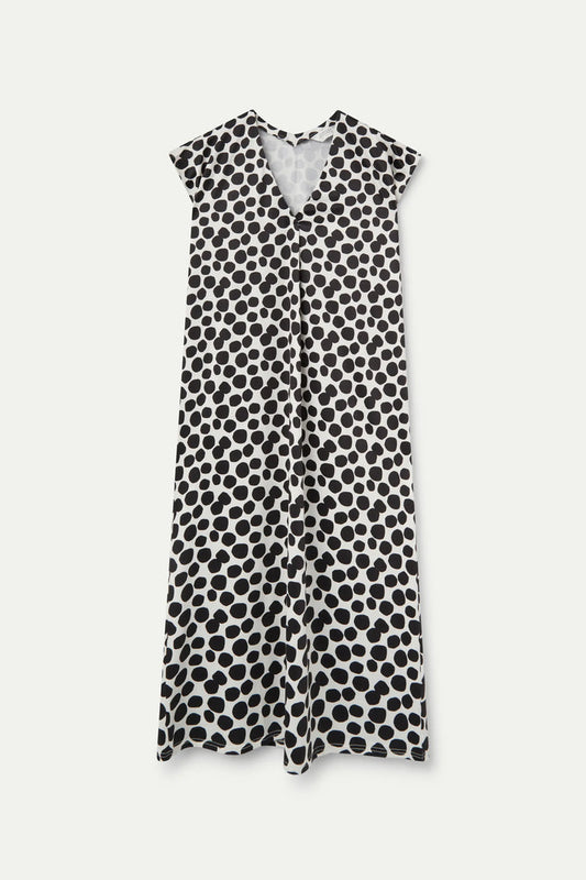 Compania Fantastica Long Terrazzo Print Kaftan in Polka Dots