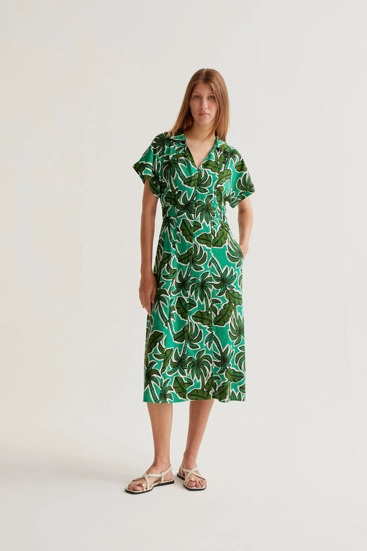 Compania Fantastica Palm Tree Print Midi Dress