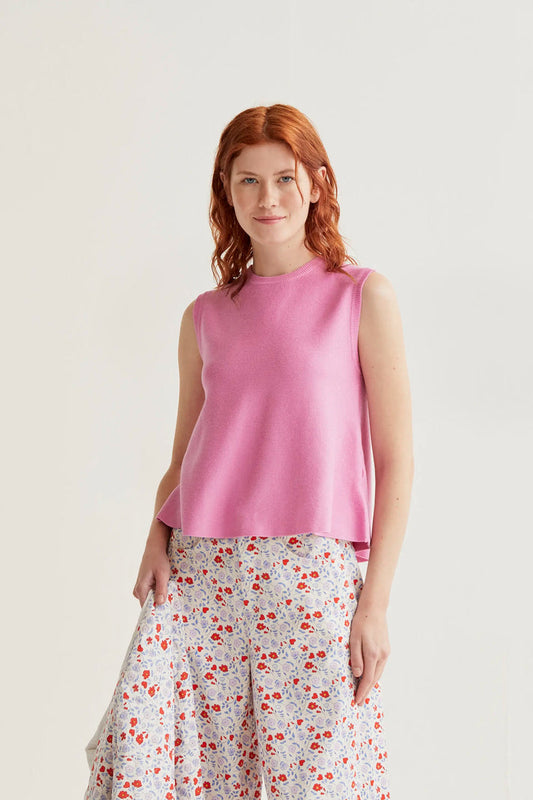 Compania Fantastica Pink Knit Sleeveless Top
