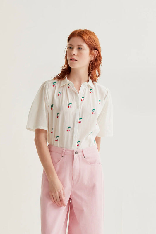 Compania Fantastica Shirt with White Cherries Print