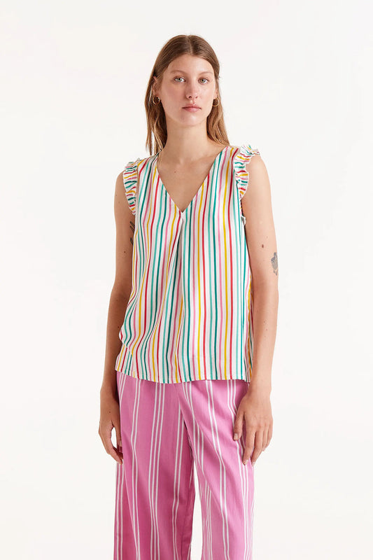 Compania Fantastica Soju Striped Print Top