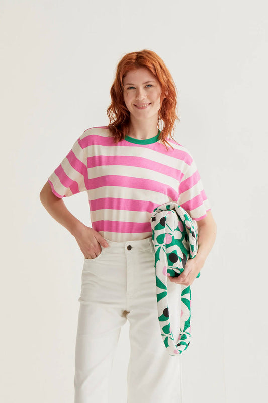 Compania Fantastica T-shirt with Pink & White Stripe