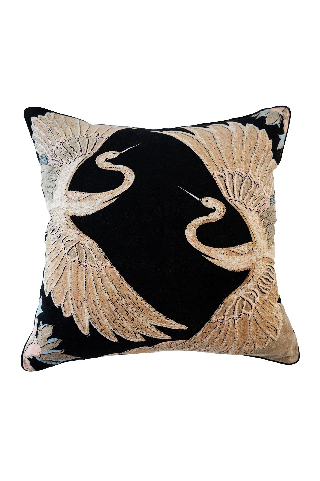 One Hundred Stars Crane Black Velvet Cushion Cover