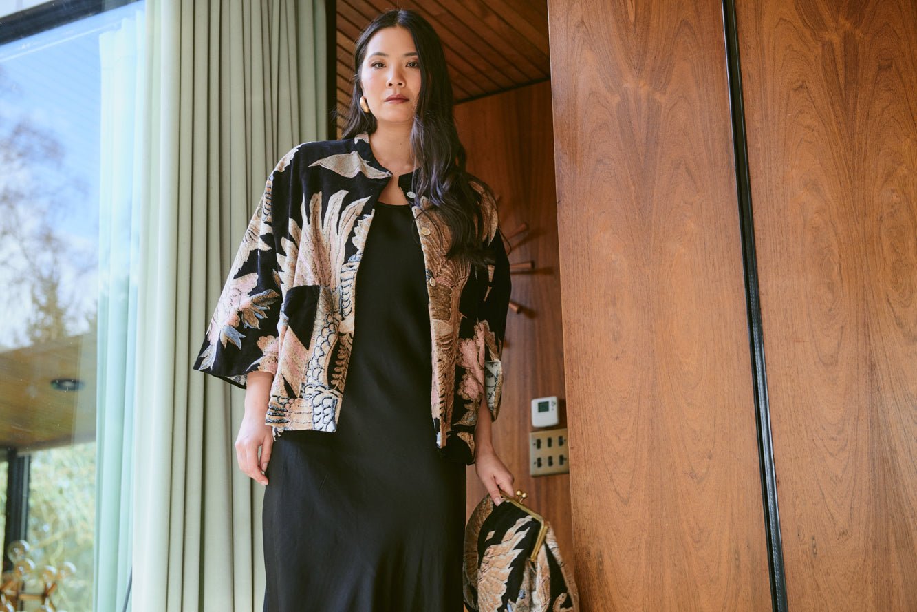 One Hundred Stars Crane Black Velvet Jacket