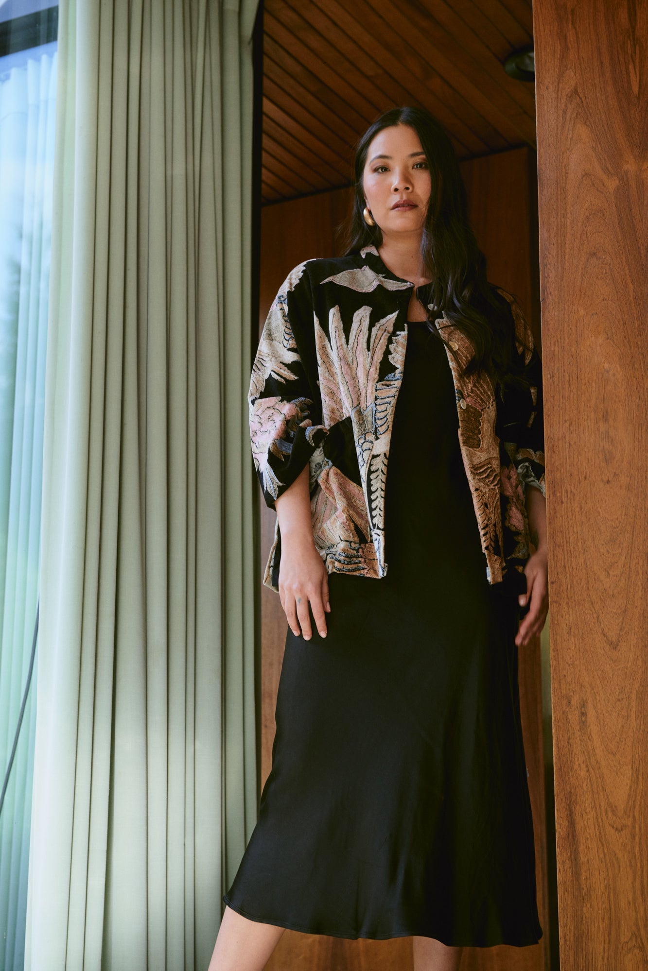 One Hundred Stars Crane Black Velvet Jacket