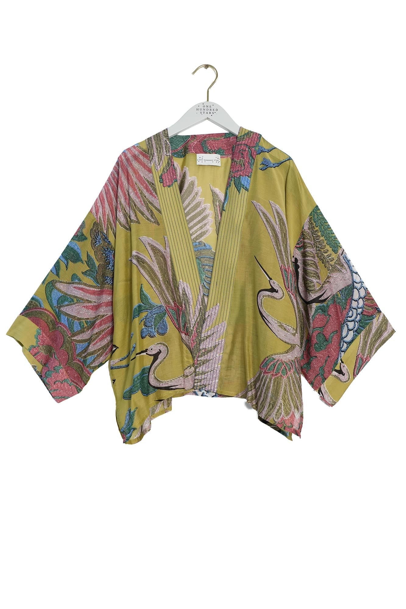 One Hundred Stars Crane Olive Kimono