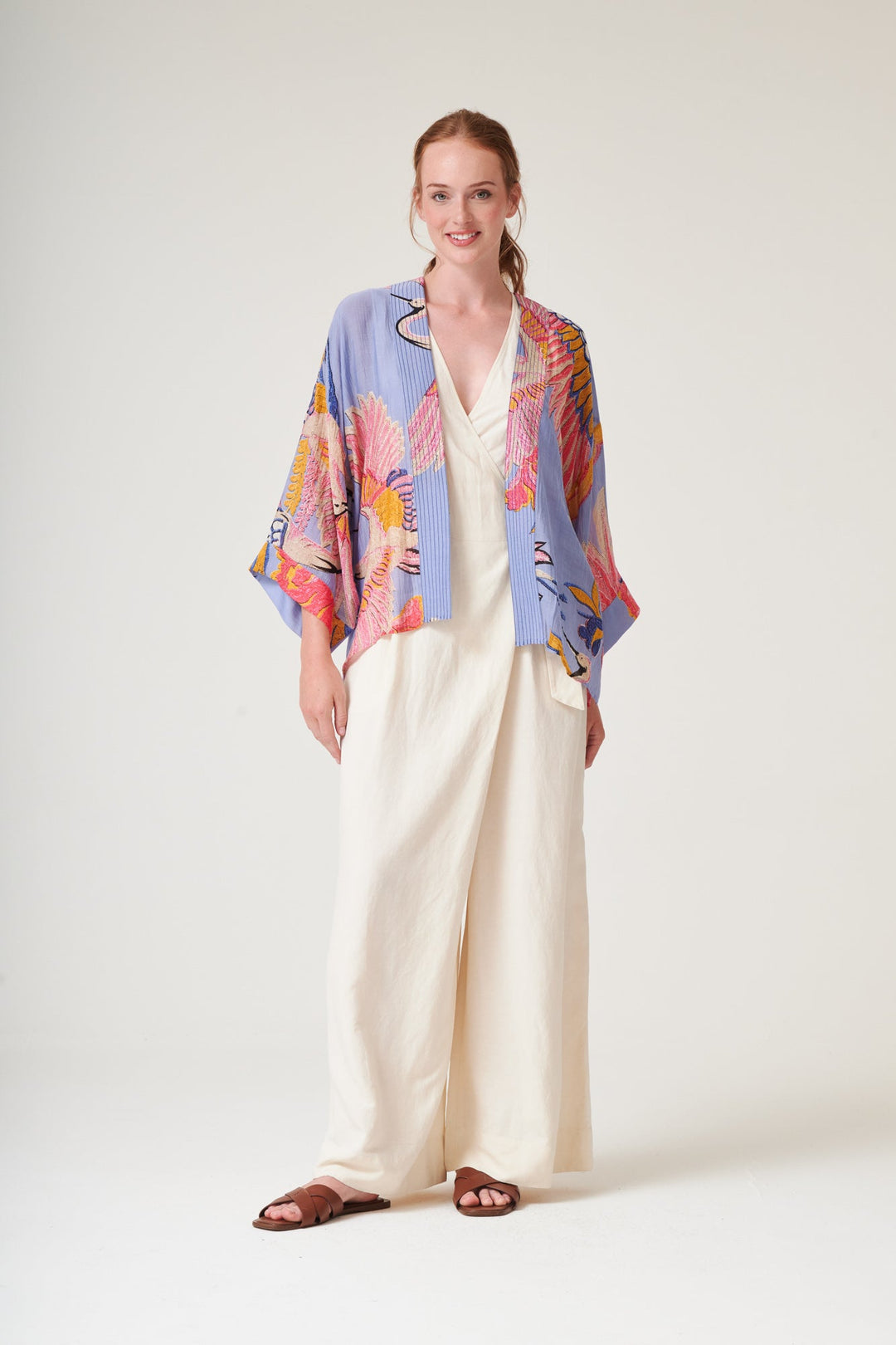 One Hundred Stars Crane Periwinkle Kimono