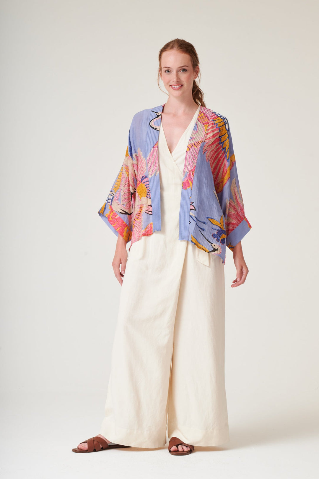 One Hundred Stars Crane Periwinkle Kimono