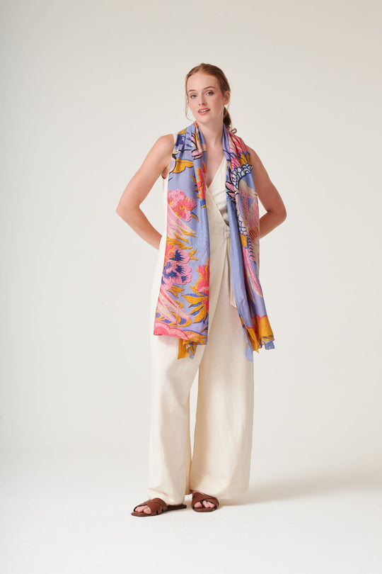 One Hundred Stars Crane Periwinkle Scarf