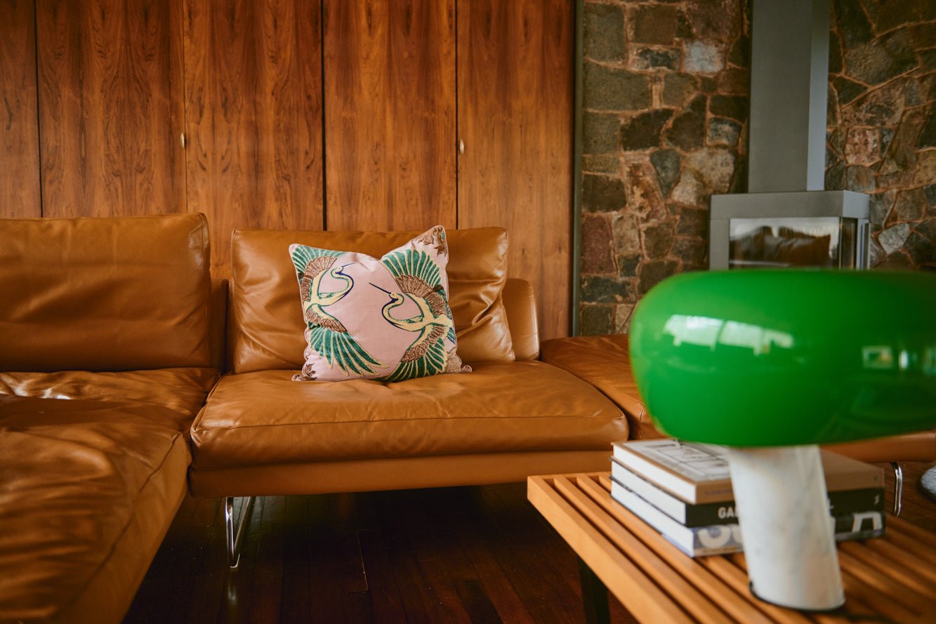 One Hundred Stars Crane Plaster Pink Velvet Cushion Cover