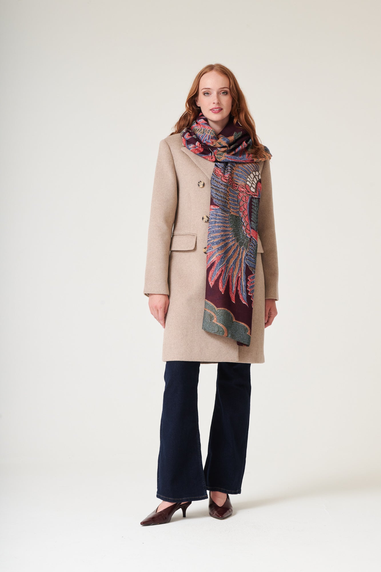 One Hundred Stars Crane Plum Scarf