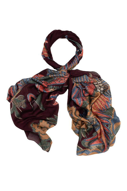 One Hundred Stars Crane Plum Scarf