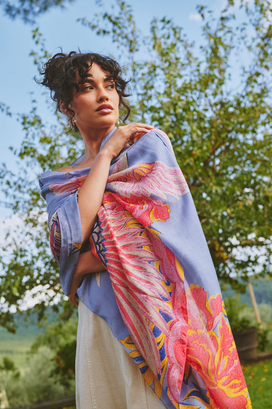 One Hundred Stars Crane Periwinkle Scarf