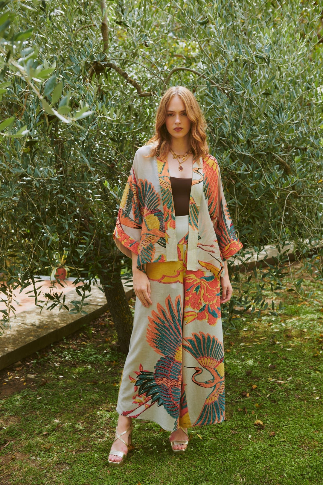 One Hundred Stars Crane Stone Kimono