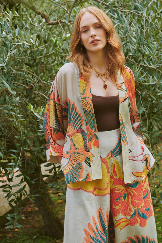 One Hundred Stars Crane Stone Kimono