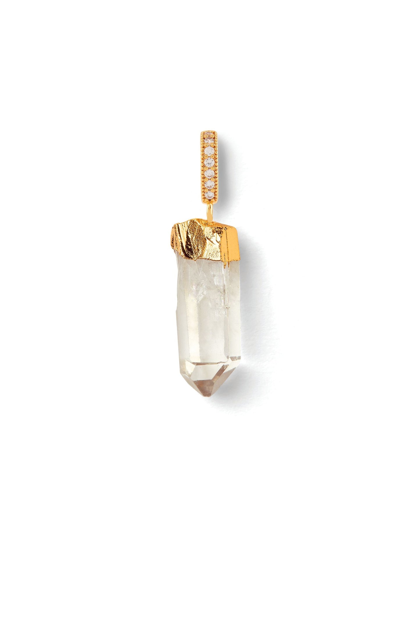 Crystal Haze Rock Crystal Pave Connector in Gold