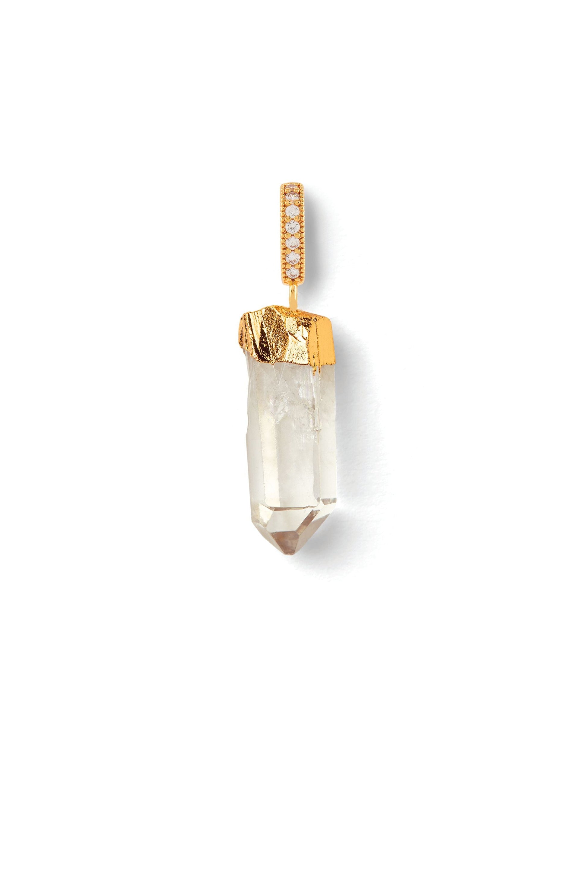 Crystal Haze Rock Crystal Pave Connector in Gold