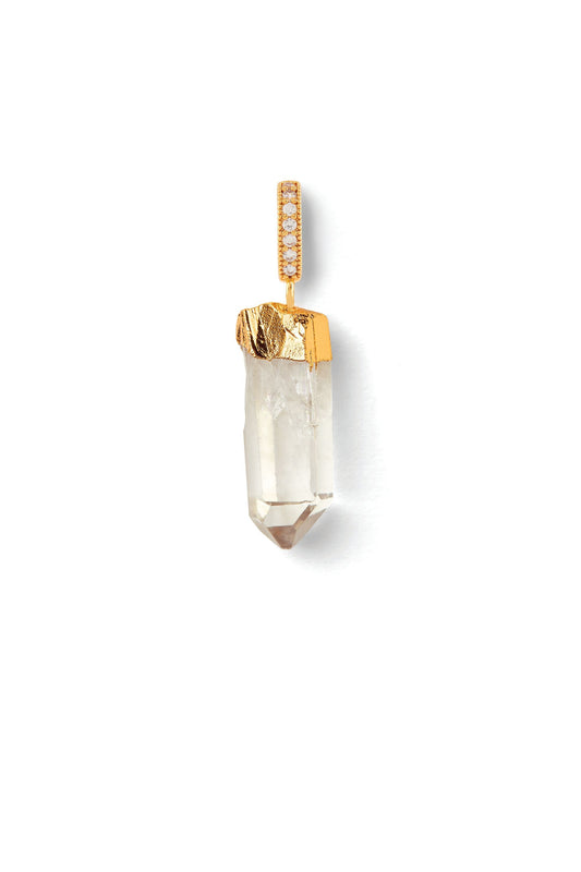 Crystal Haze Rock Crystal Pave Connector in Gold