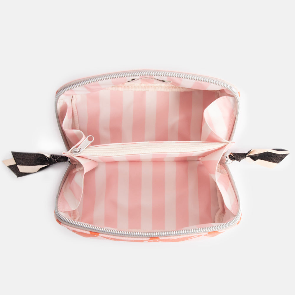 Caroline Gardner Pink/Orange Lopped Hearts Flat Lay Cosmetic Bag